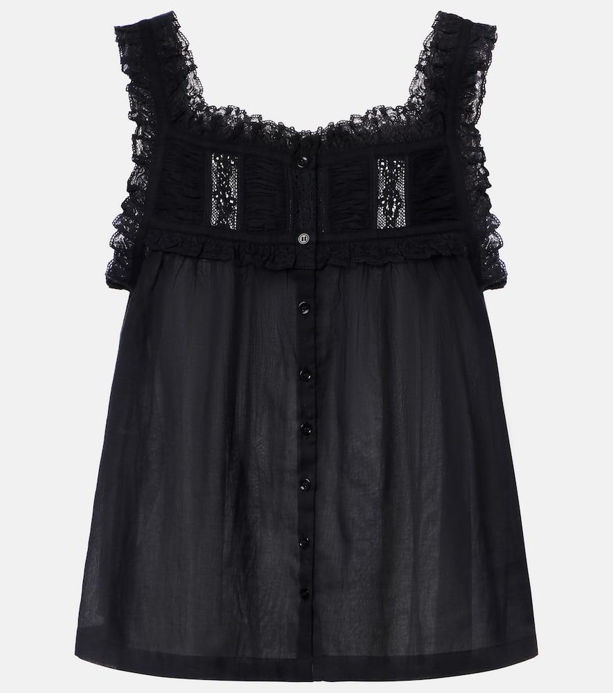 dôen fidella lace-trimmed cotton top