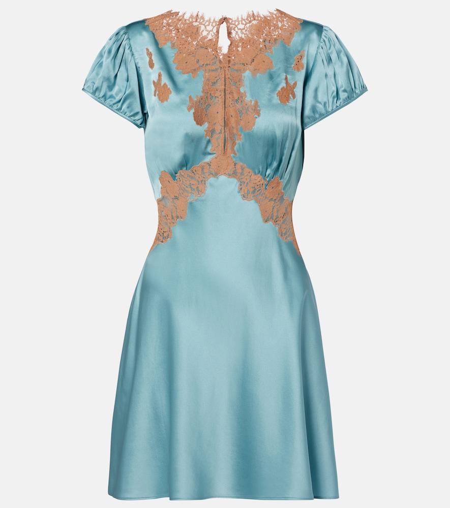 dôen junia lace-trimmed silk satin minidress