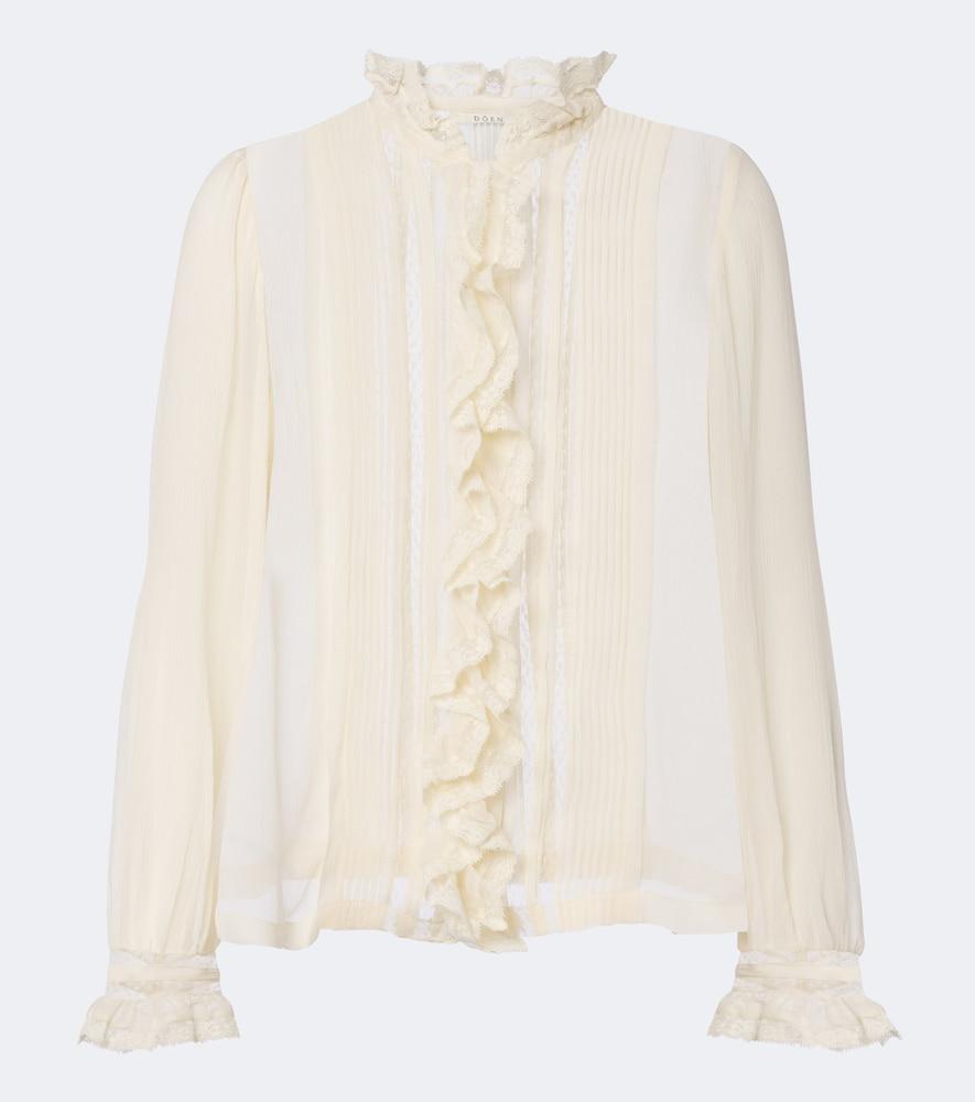 dôen magdeline ruffled silk chiffon blouse