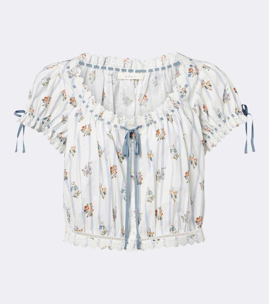 dôen nera embroidered printed cotton top