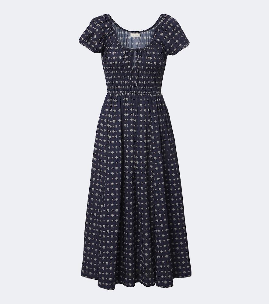 dôen quinn printed cotton poplin midi dress