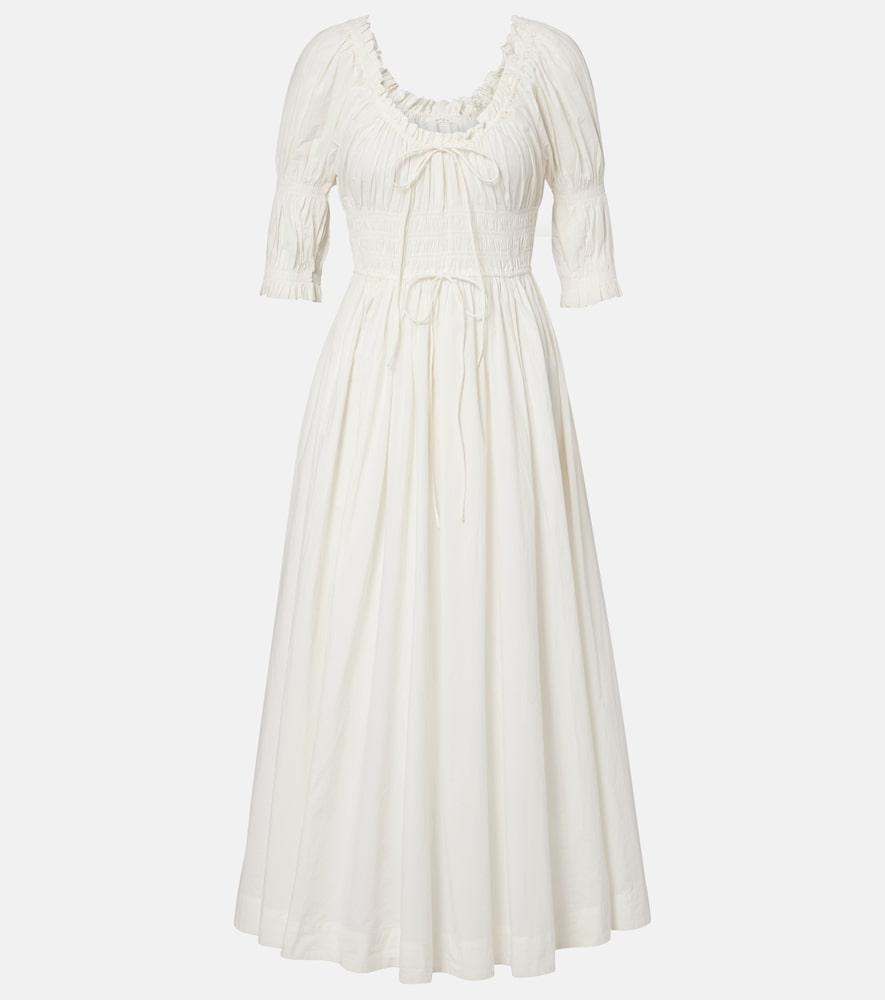 dôen shirred cotton midi dress