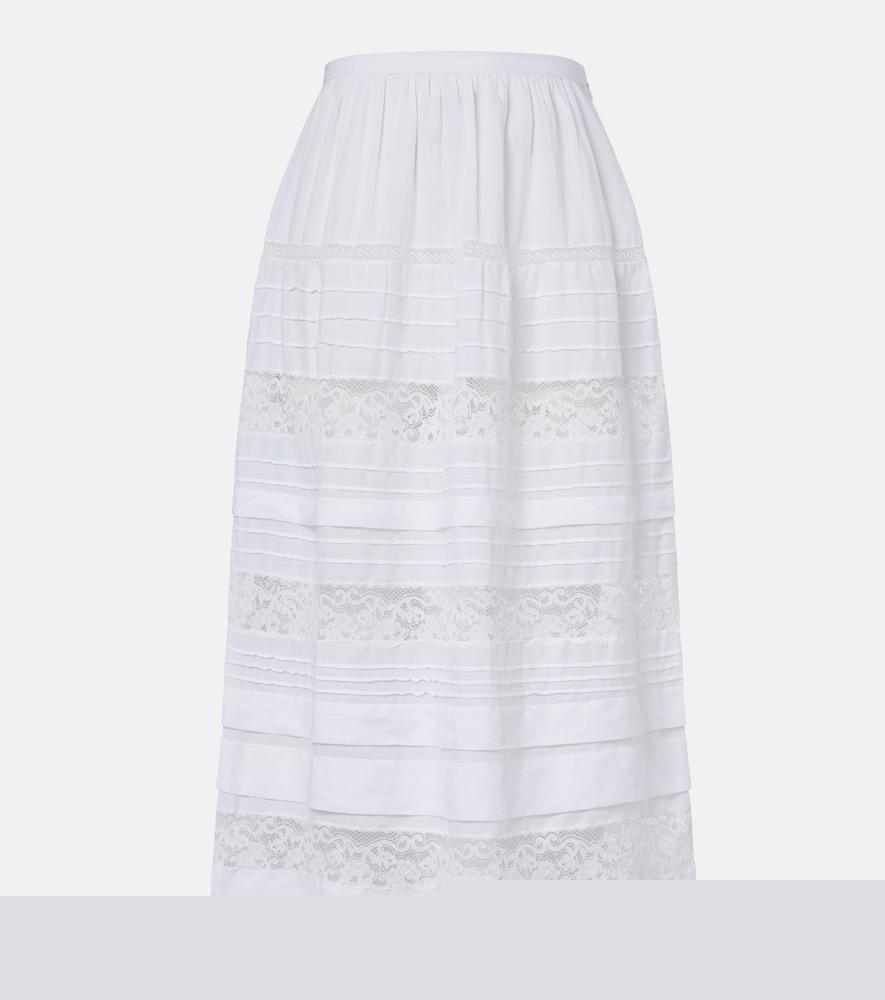 dôen sidra lace-trimmed ramie midi skirt