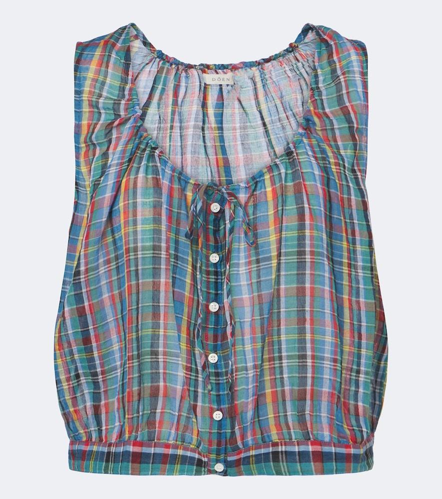 dôen theo plaid cotton voile top