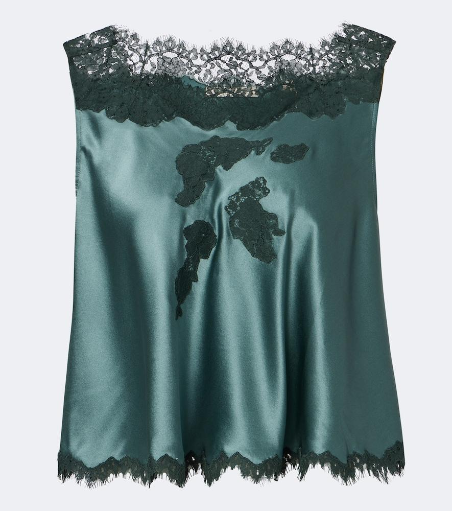 dôen valerina lace-trimmed silk satin top