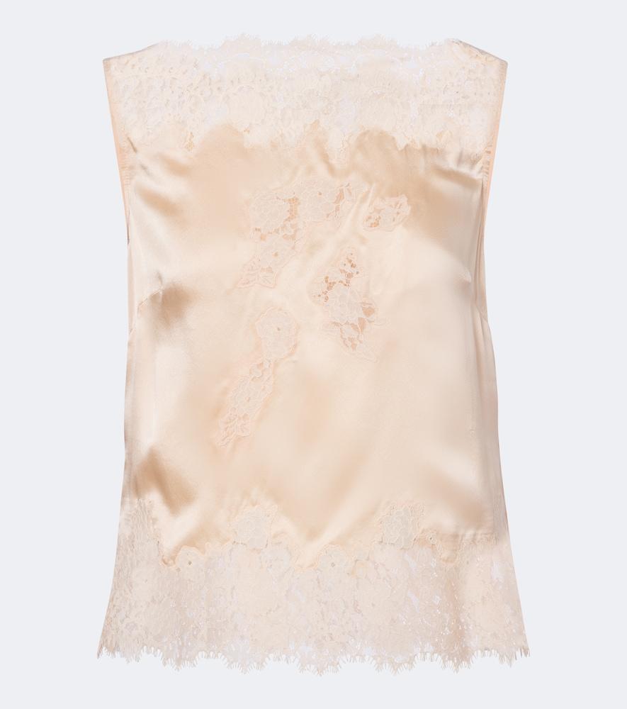 dôen viviane lace-trimmed silk satin top