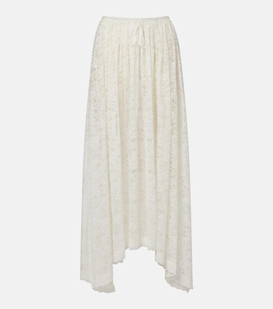 dôen zinnia asymmetric lace midi skirt