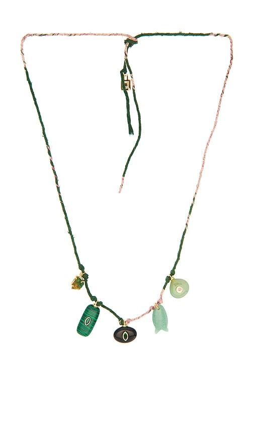 dannijo abalone necklace in teal.