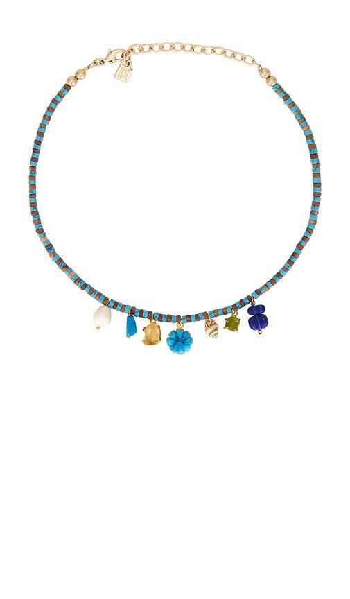 dannijo mala necklace in blue.