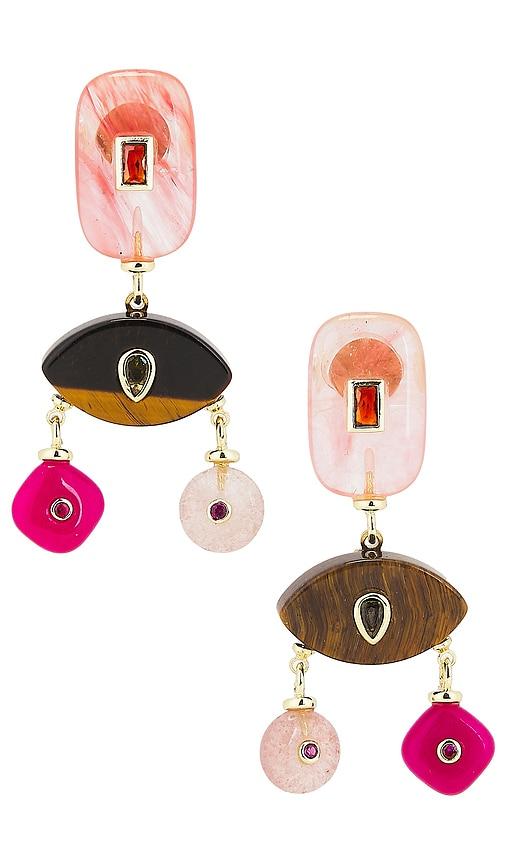 dannijo maribel earrings in pink.