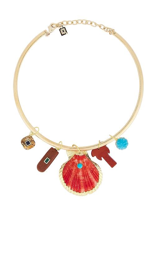 dannijo royale necklace in red.