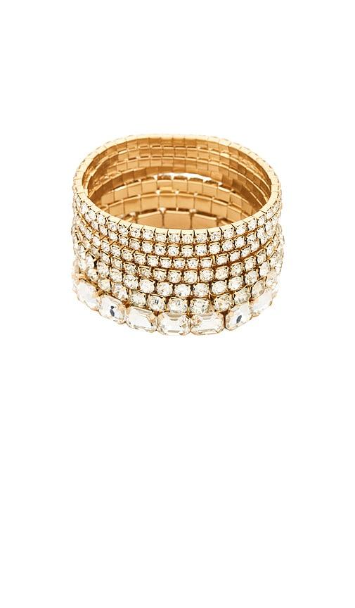 dannijo valentina gold bracelet set in metallic gold.