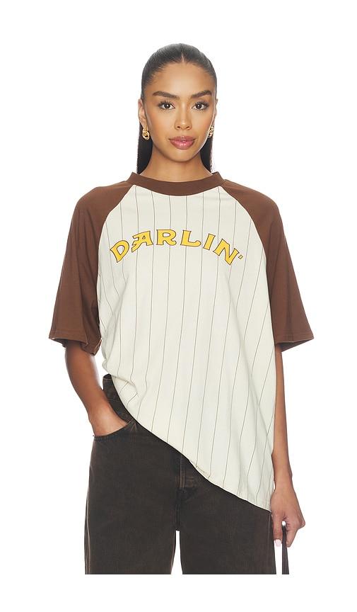 darlin old skool raglan tee in brown. - size l (also in m, s)