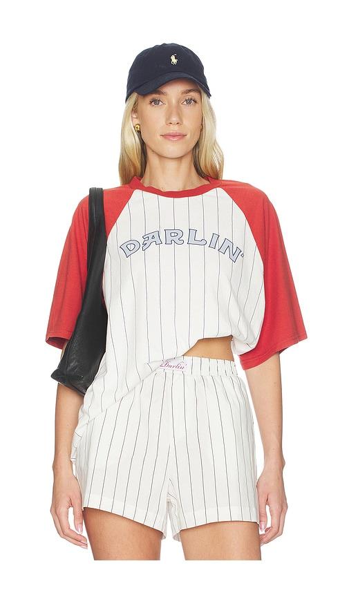 darlin old skool raglan tee in white. - size l (also in m, s, xl, xs)