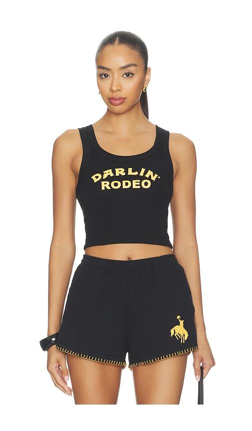 darlin rodeo crop tank in black. - size l (also in m)