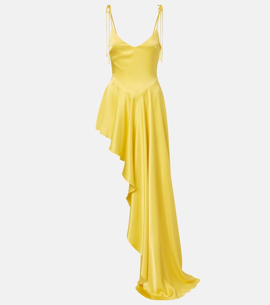 david koma asymmetric draped satin minidress