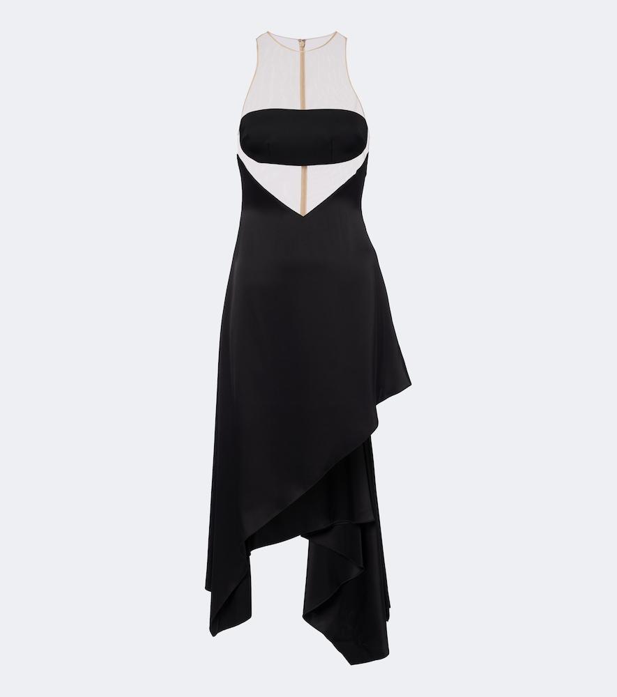 david koma asymmetric mesh-paneled midi dress