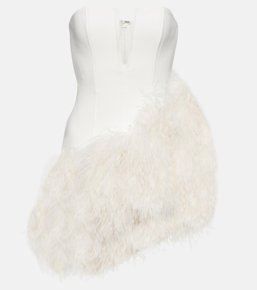 david koma bridal feather-trimmed cady minidress