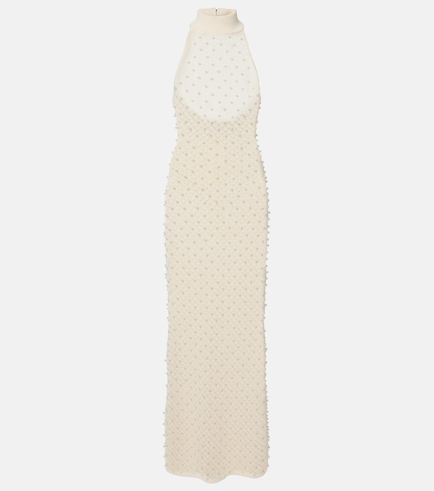 david koma crochet embellished turtleneck gown