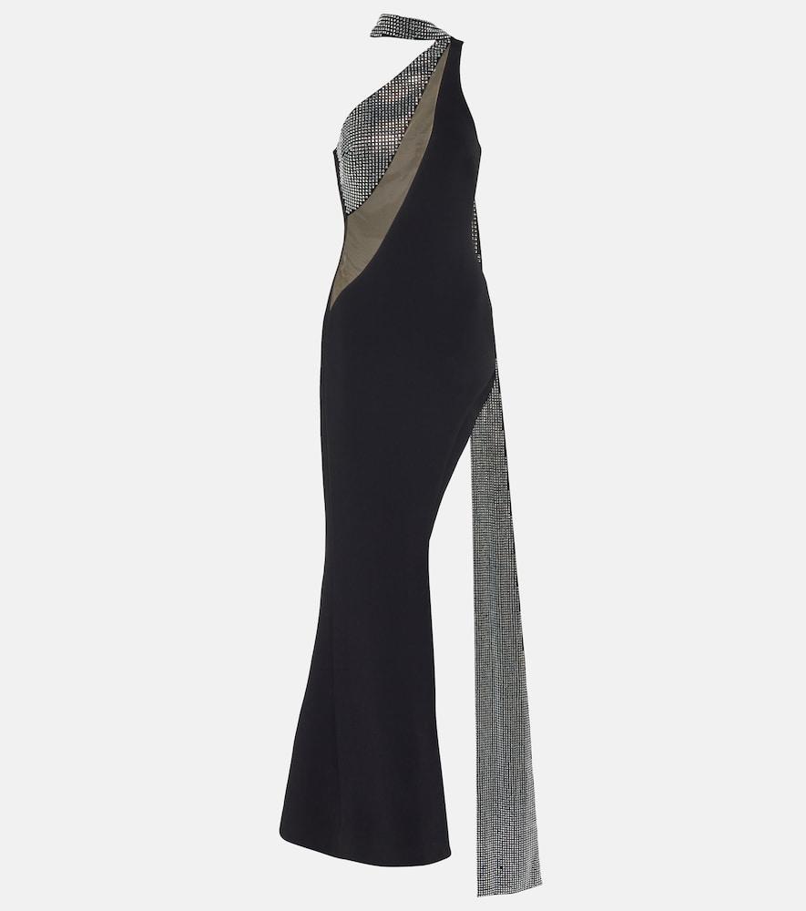 david koma crystal-embellished scarf gown
