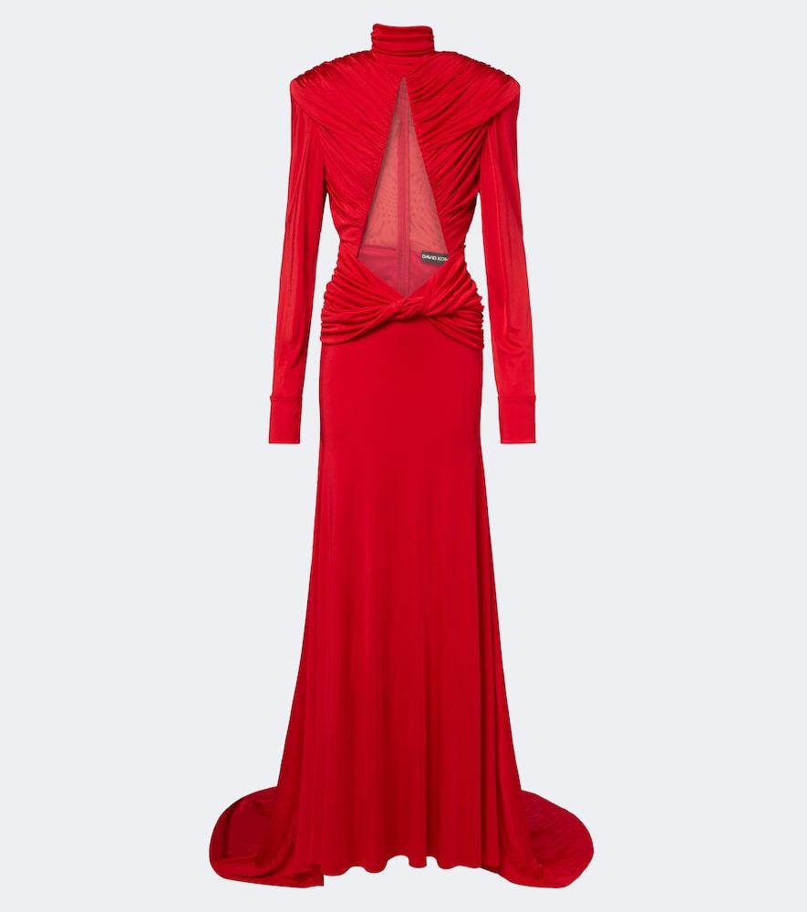 david koma cutout ruched jersey gown