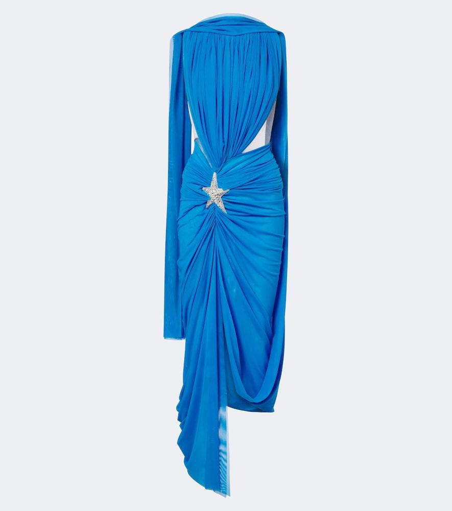 david koma draped embellished tulle midi dress