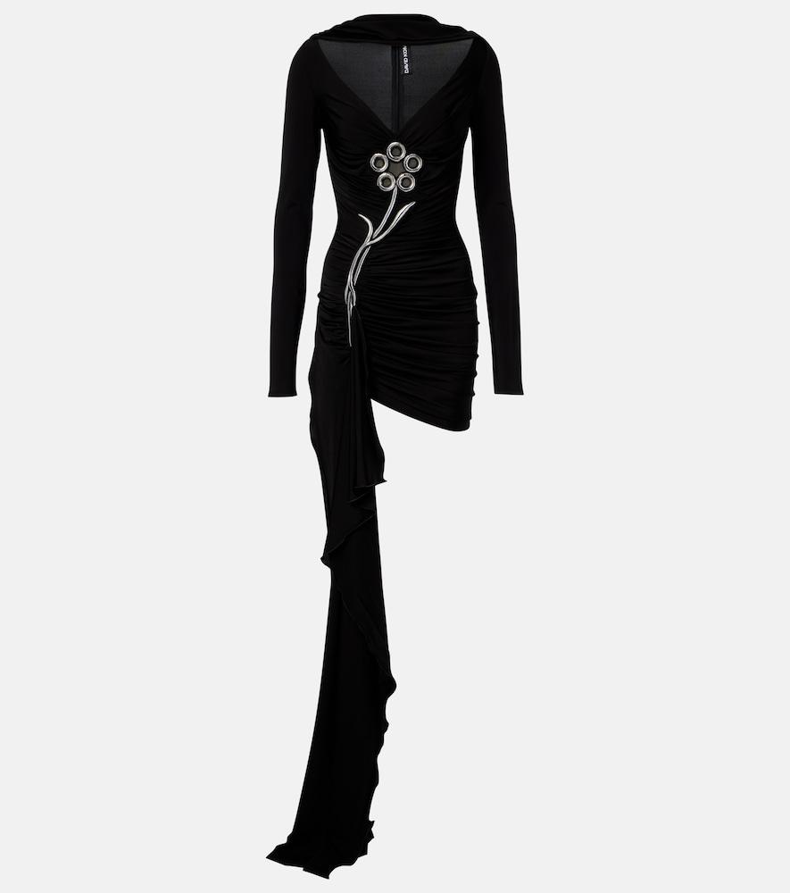david koma embellished draped jersey minidress