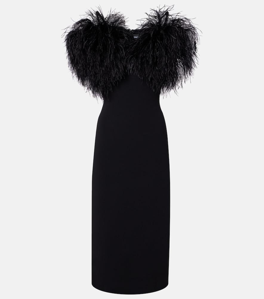 david koma feather-trimmed cocktail dress