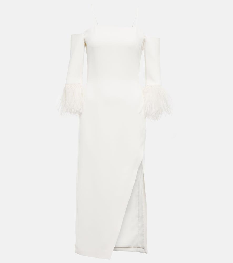 david koma feather-trimmed midi dress