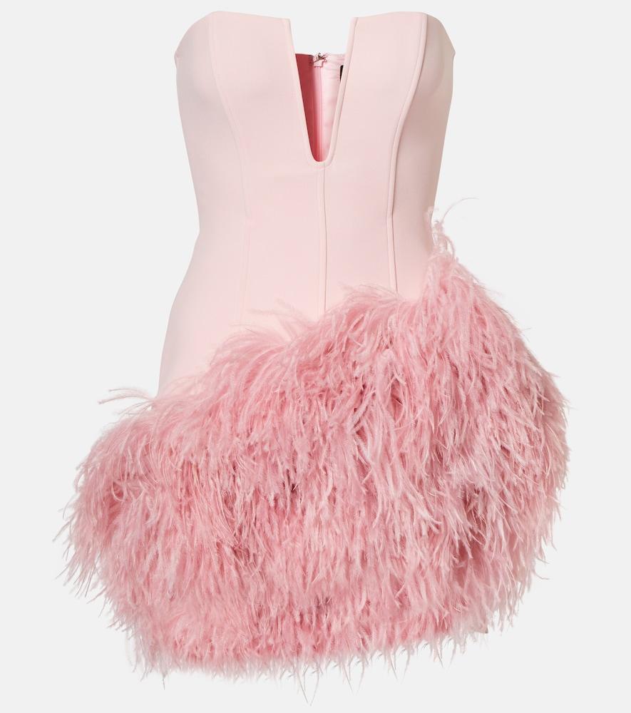 david koma feather-trimmed minidress