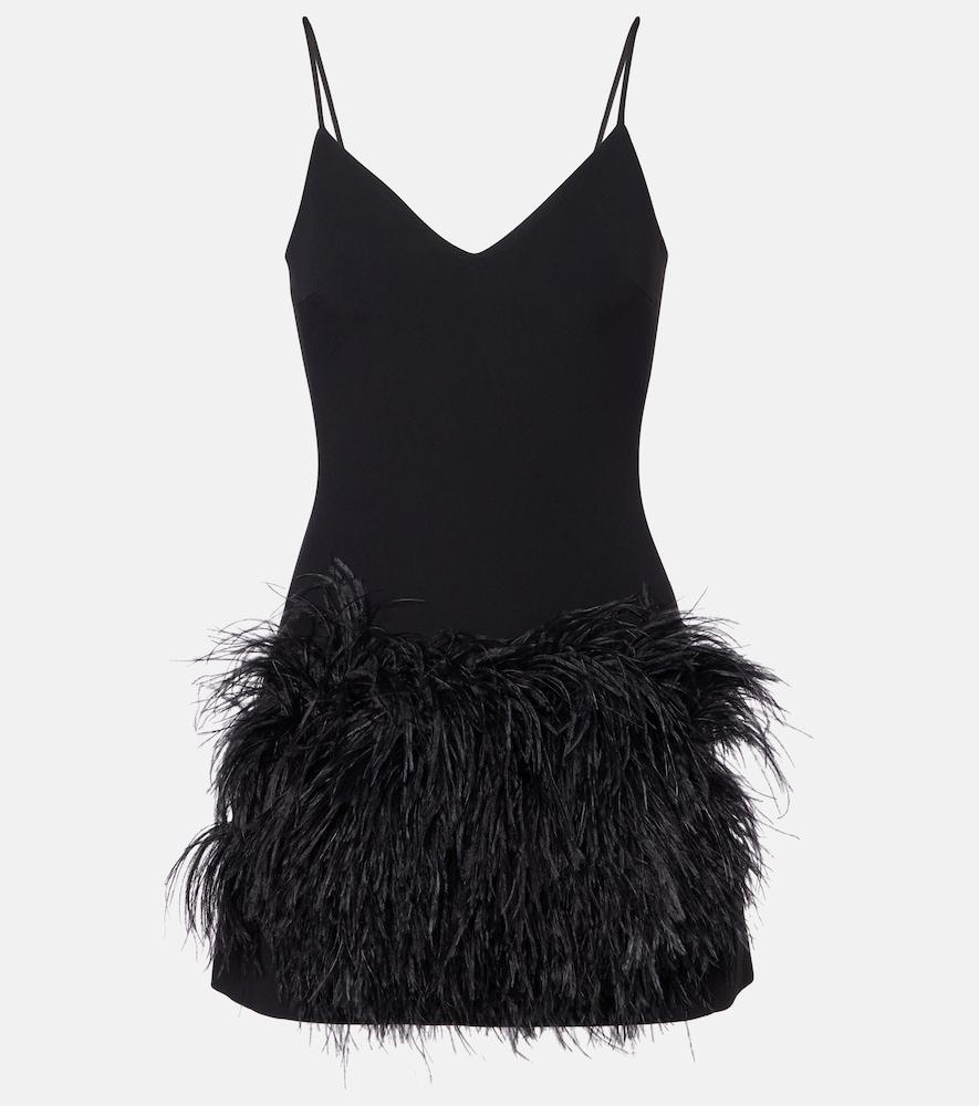 david koma feather-trimmed minidress