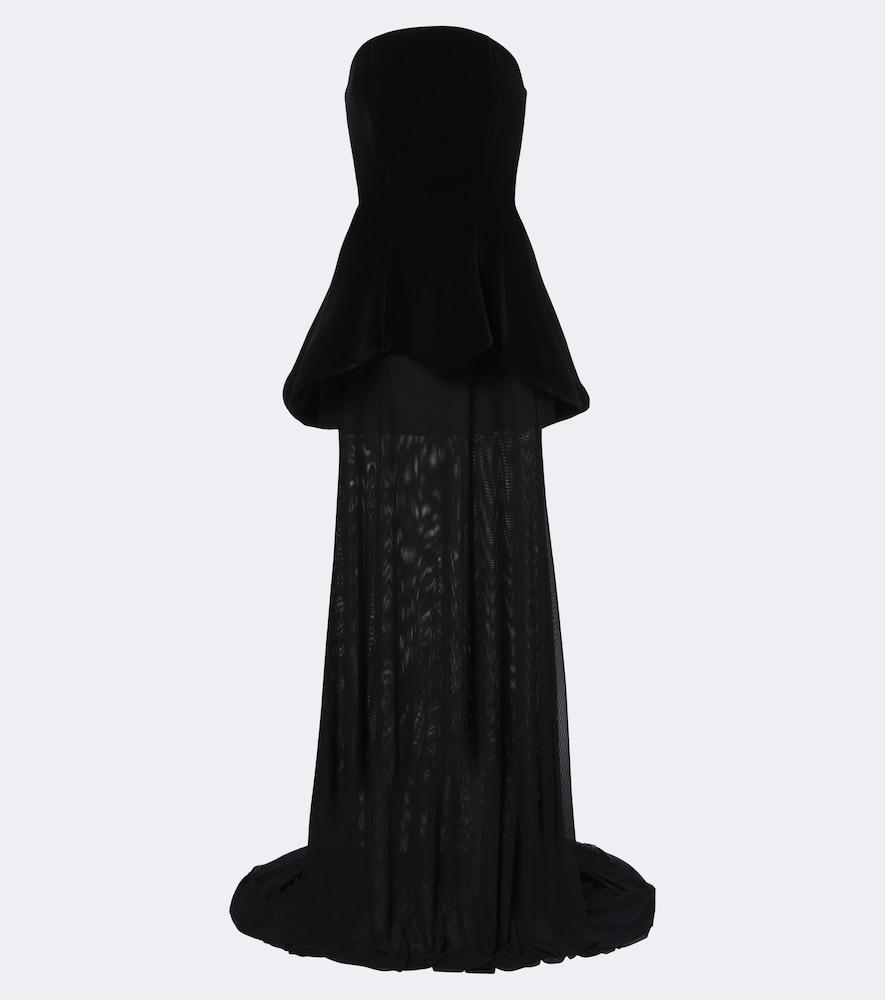 david koma peplum strapless gown