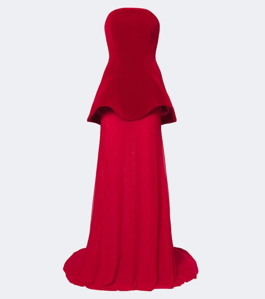 david koma peplum strapless gown