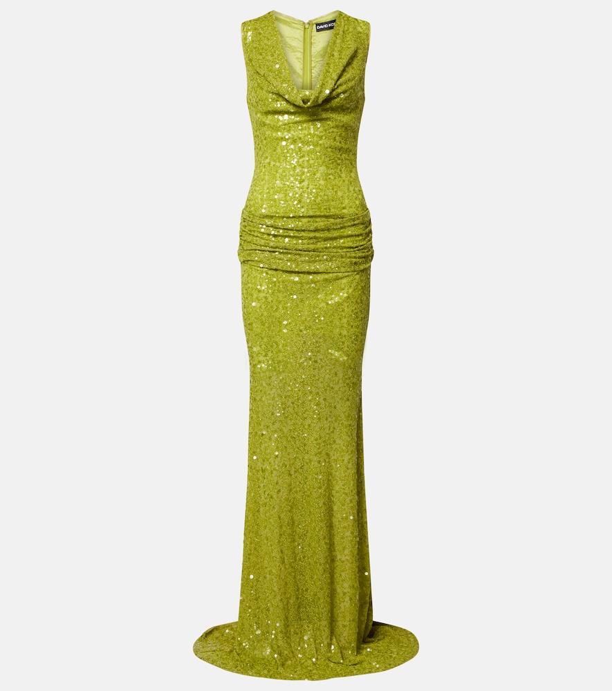 david koma sequined draped gown