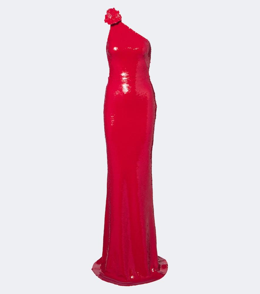 david koma sequined one-shoulder gown