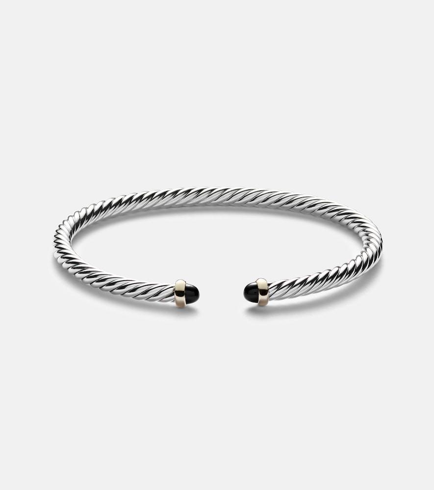 david yurman cable flex sterling silver and 14kt gold cuff bracelet with onyxes