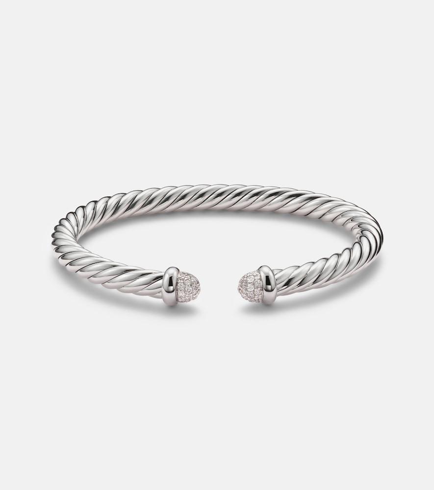 david yurman cable flex sterling silver cuff bracelet with diamonds