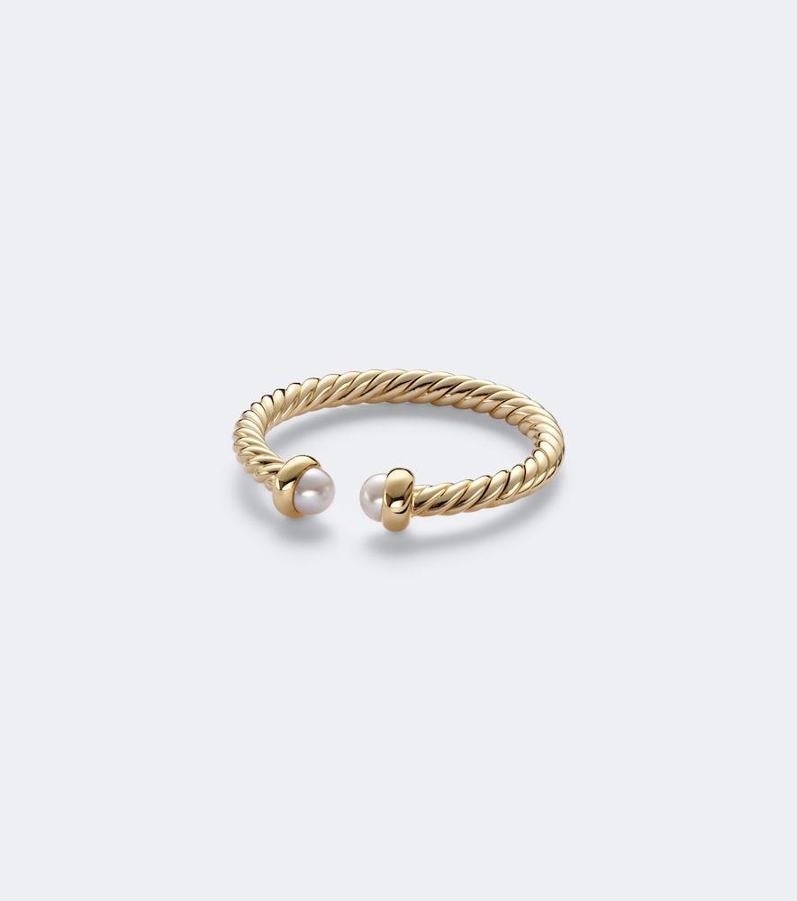 david yurman cablespira flex micro 18kt gold ring with pearls