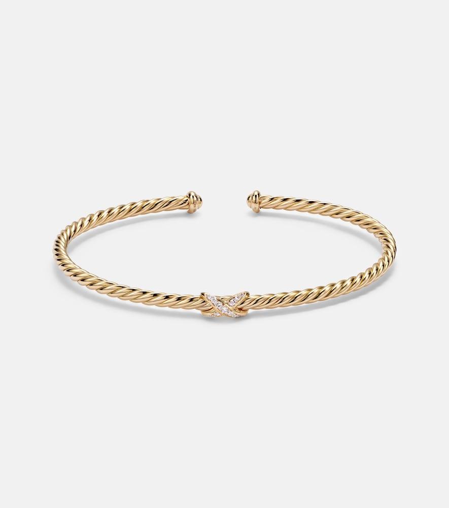david yurman cablespira flex x micro 18kt gold cuff bracelet with diamonds