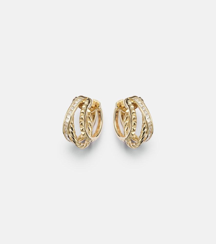 david yurman dy crossover 18kt gold hoop earrings with diamonds