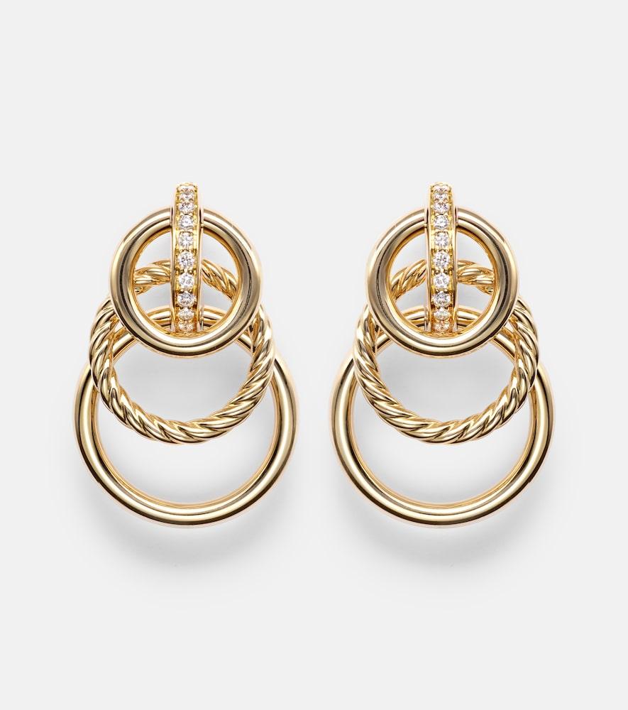 david yurman dy mercer triple 18kt gold earrings with diamonds