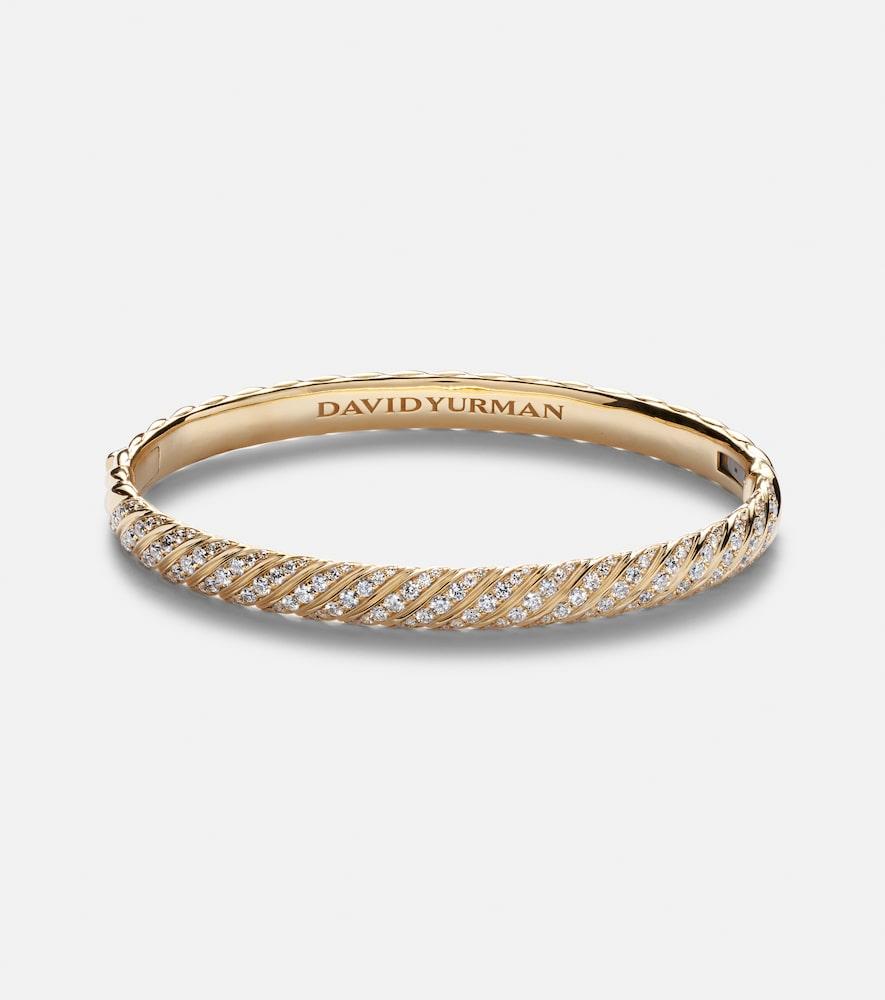 david yurman sculpted cable 18kt gold bangle with diamonds
