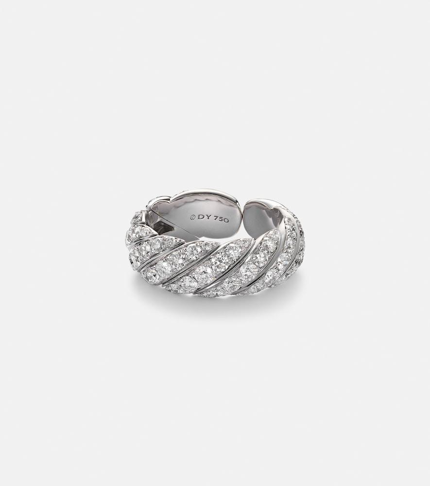 david yurman sculpted cable 18kt white gold ring with diamonds