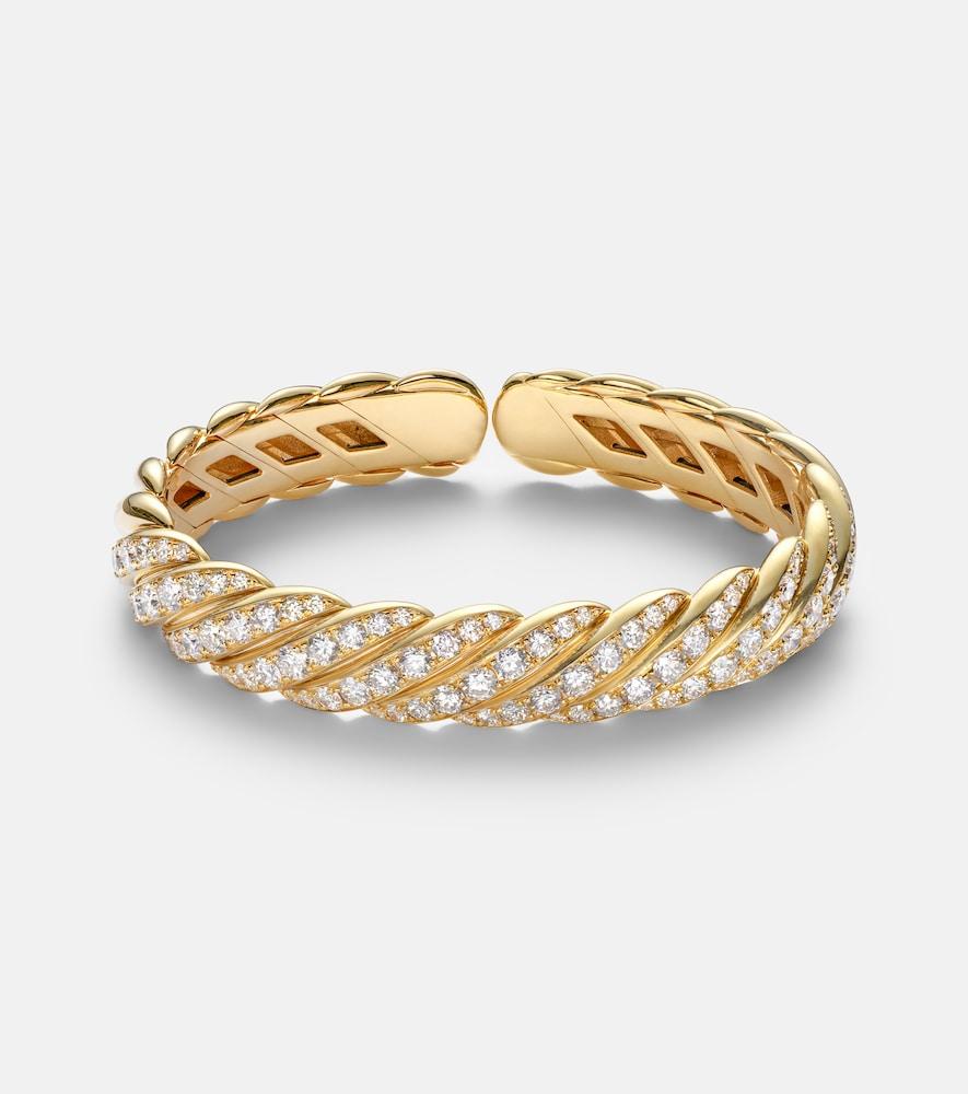 david yurman sculpted cable flex 18kt gold bracelet with diamonds
