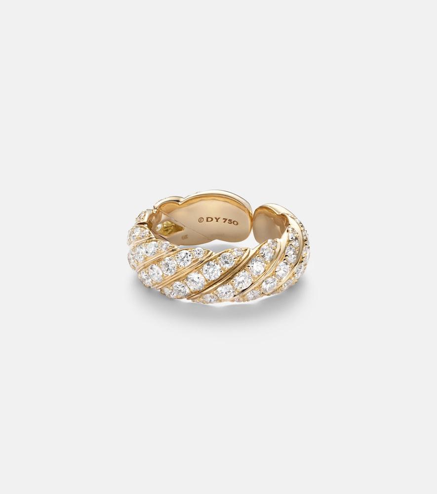 david yurman sculpted cable flex 18kt gold ring with diamonds