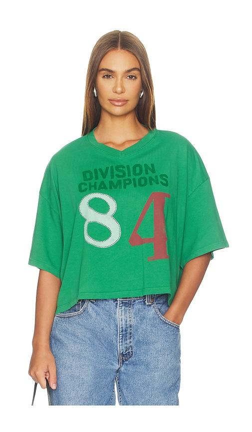 daydreamer division champs cropped v-neck tee in green.