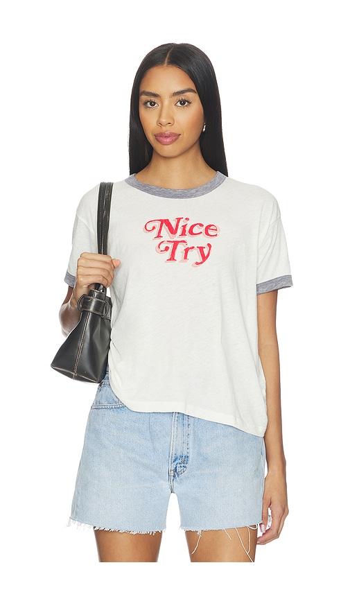 daydreamer nice try burnout ringer tee in white. - size l (also in xs, s, m, xl)
