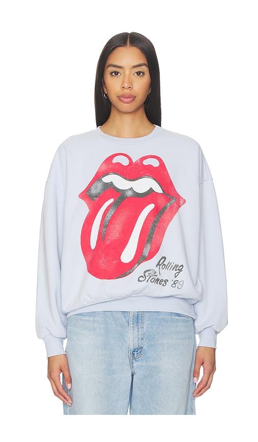 daydreamer rolling stones big tongue 89 oversized crew sweatshirt in baby blue. - size s (also in xs)