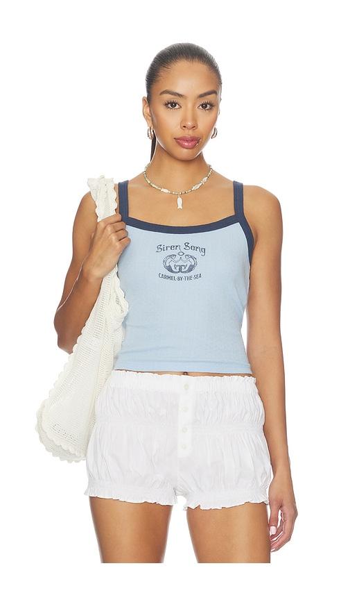 daydreamer siren song pointelle 90s tank top in baby blue. - size l (also in m, s, xl, xs)