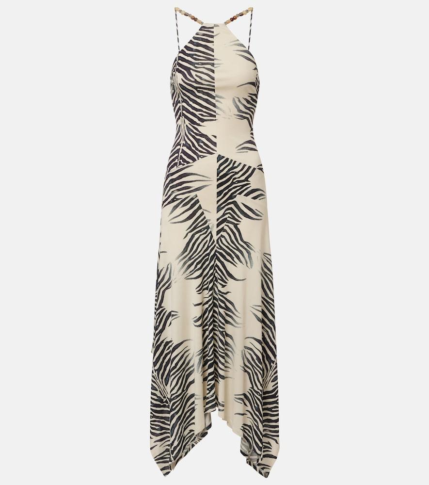 de la vali artemis asymmetric zebra-print gown